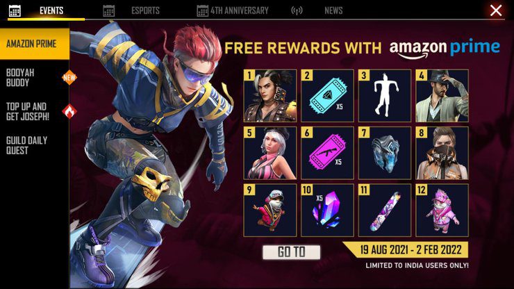 amazon prime FF rewards