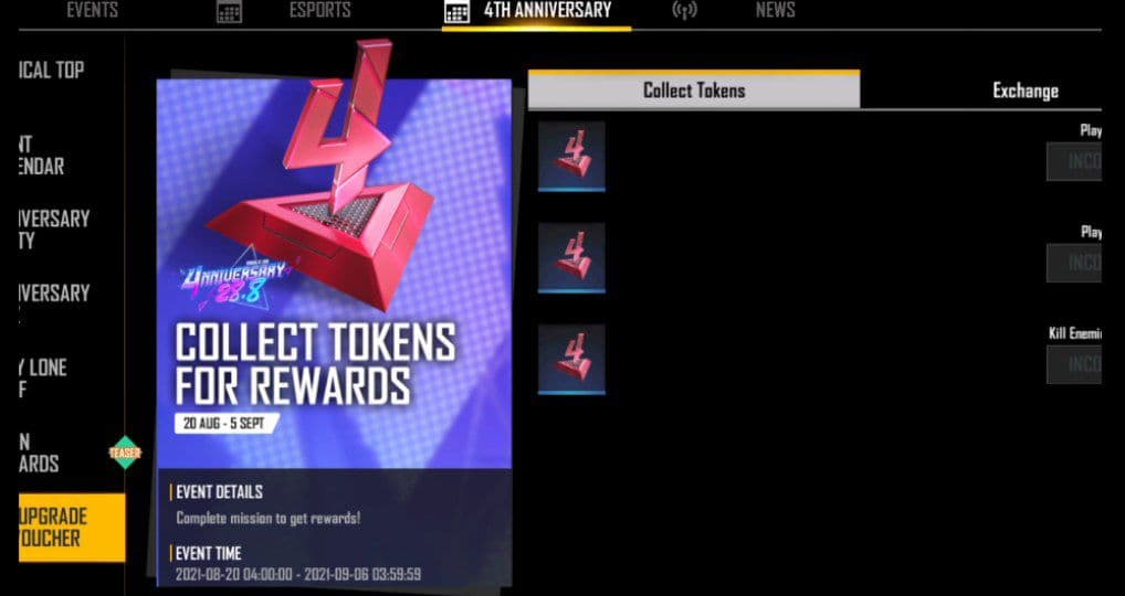 Collect and exchange event in free fire