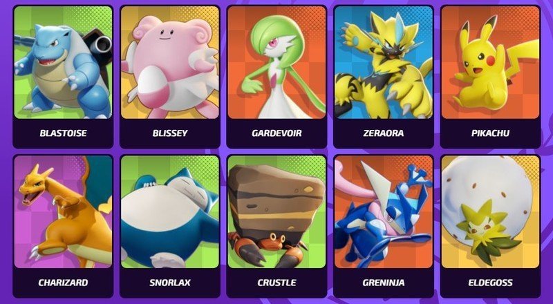 Pokémon Unite Roster
