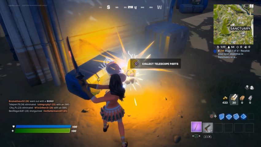 Destroy and Collect Telescope in a Single Fortnite Match Location