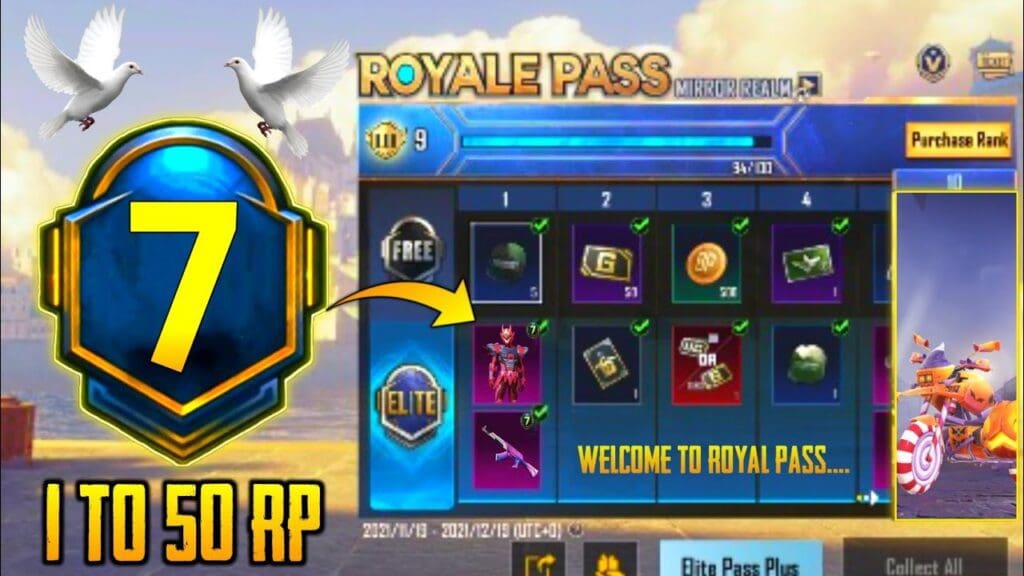 M7 Royale Pass 1 to 50 Reward