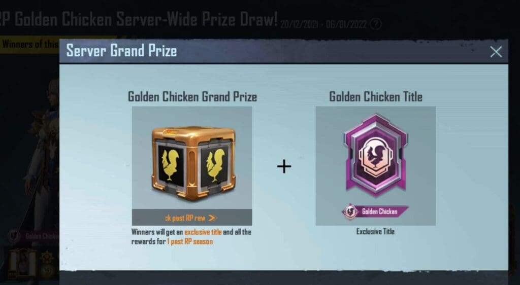 RP Golden Chicken Winner in BGMI
