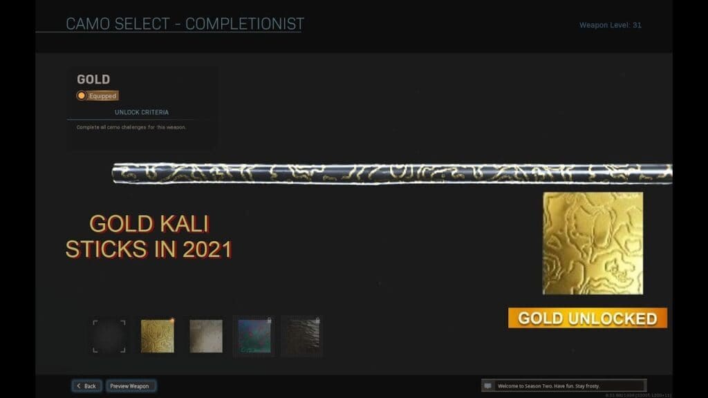 Call of Duty Kali Sticks Gold Camo Grind