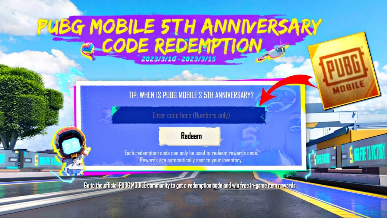 PUBG Mobile 5th Anniversary Redeem Code