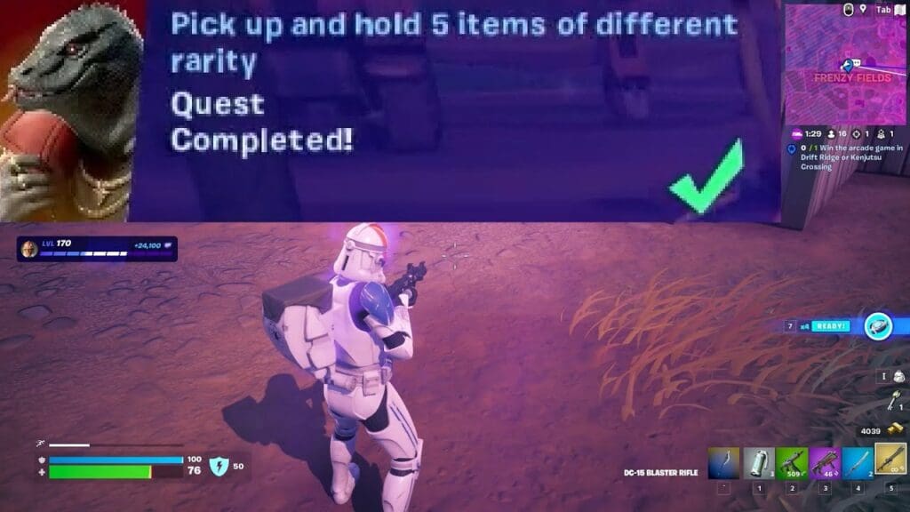 Pick up And Hold 5 Items of Different Rarity Ranked Quests Fortnite