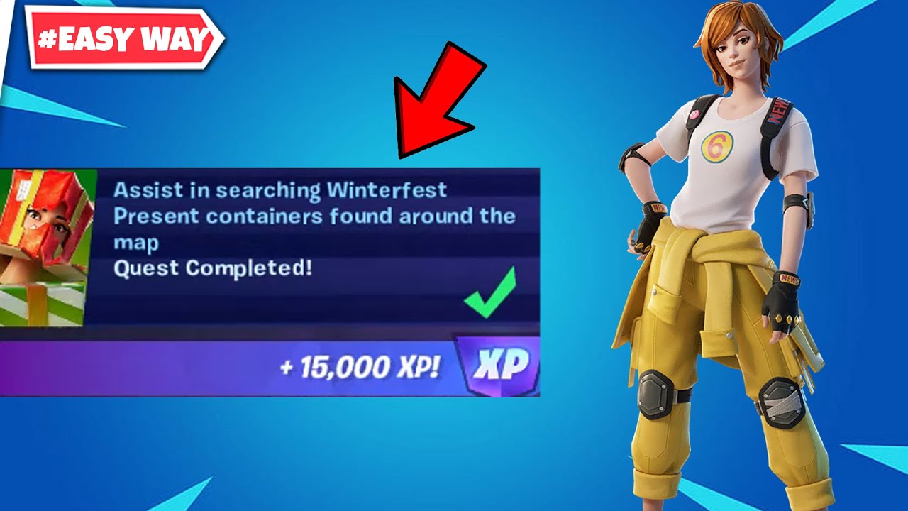 How to EASILY Assist in searching Winterfest Present containers found around the map Fortnite?
