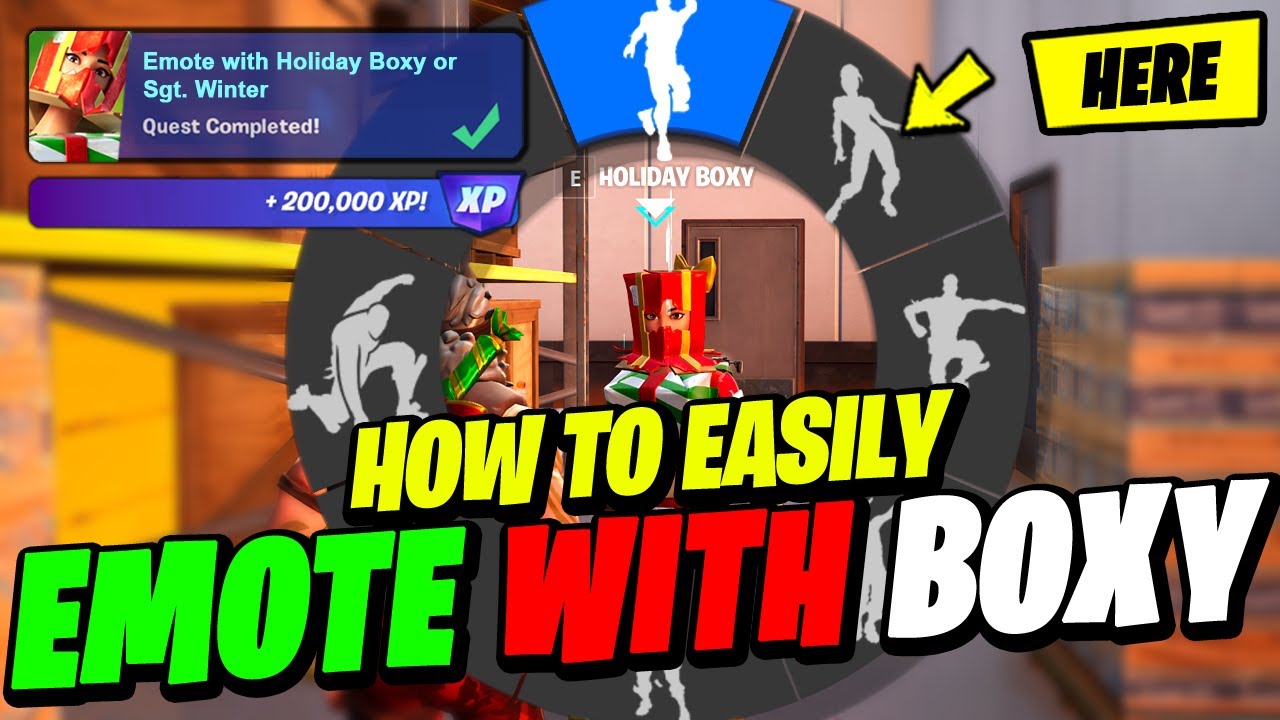 How to Easily Emote with Holiday Boxy or Sgt. Winter Fortnite Winterfest Quest