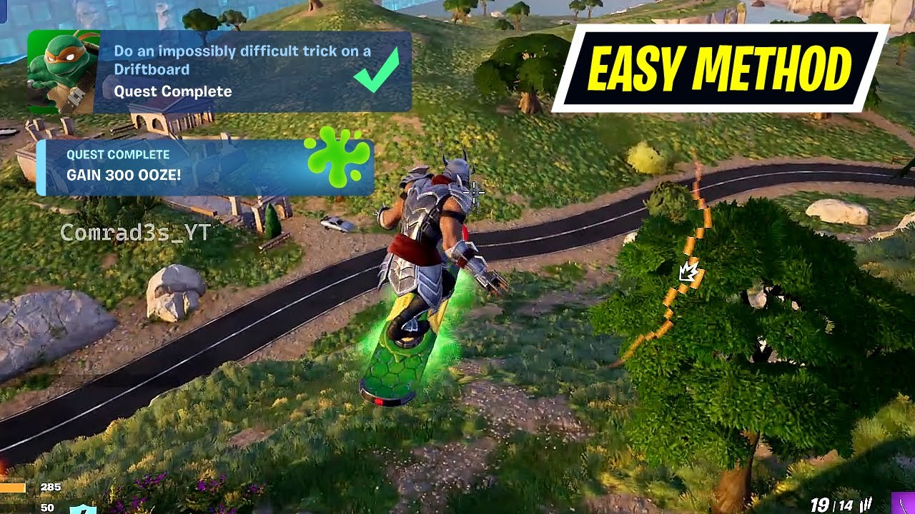 How to Easily Do An Impossibly Difficult Trick On A Driftboard Location - Fortnite TMNT