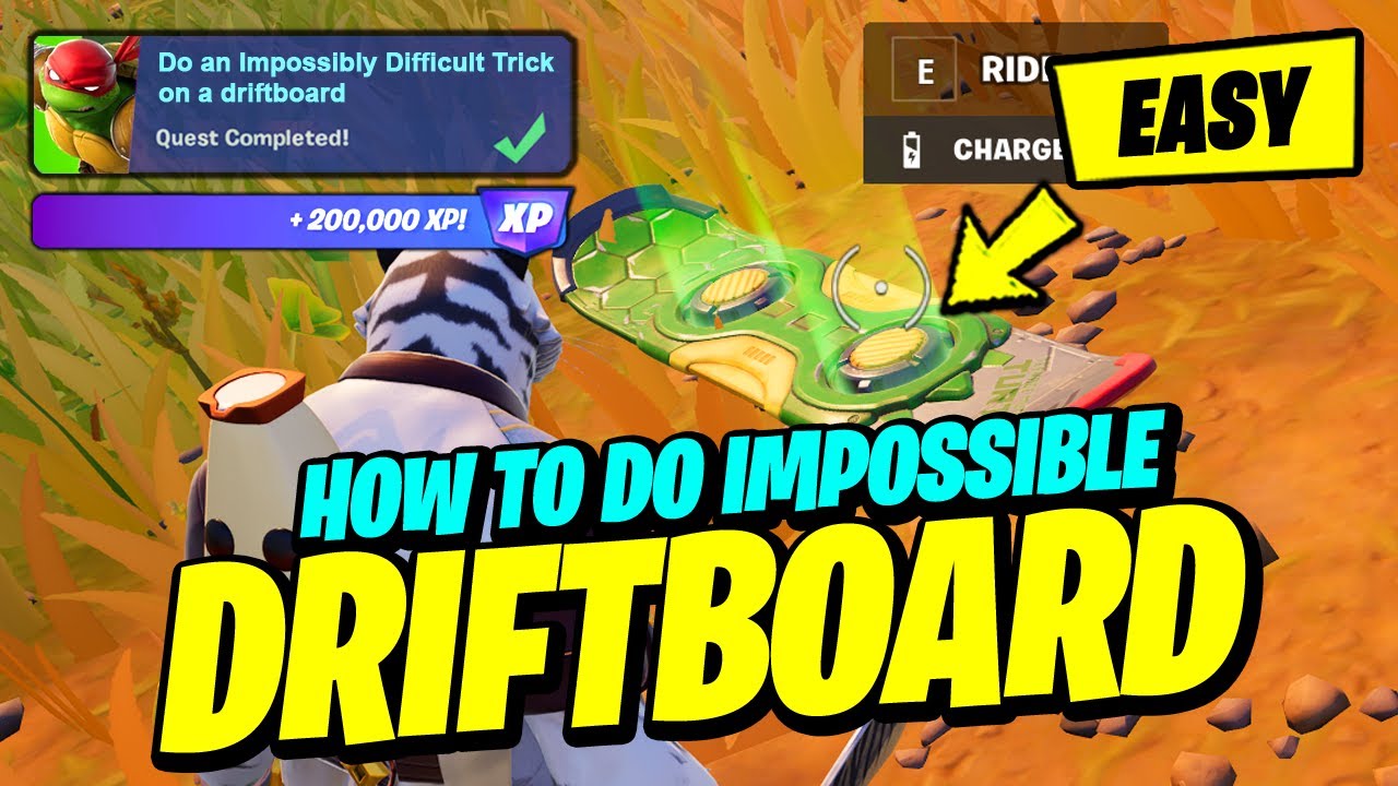 How to Easily Do An Impossibly Difficult Trick On A Driftboard Location - Fortnite TMNT