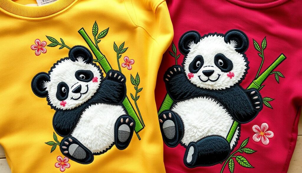 Embroidered panda graphic tees