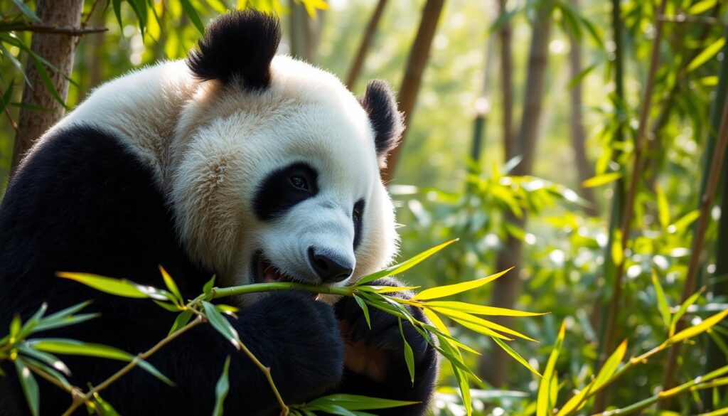 Giant panda eating bamboo