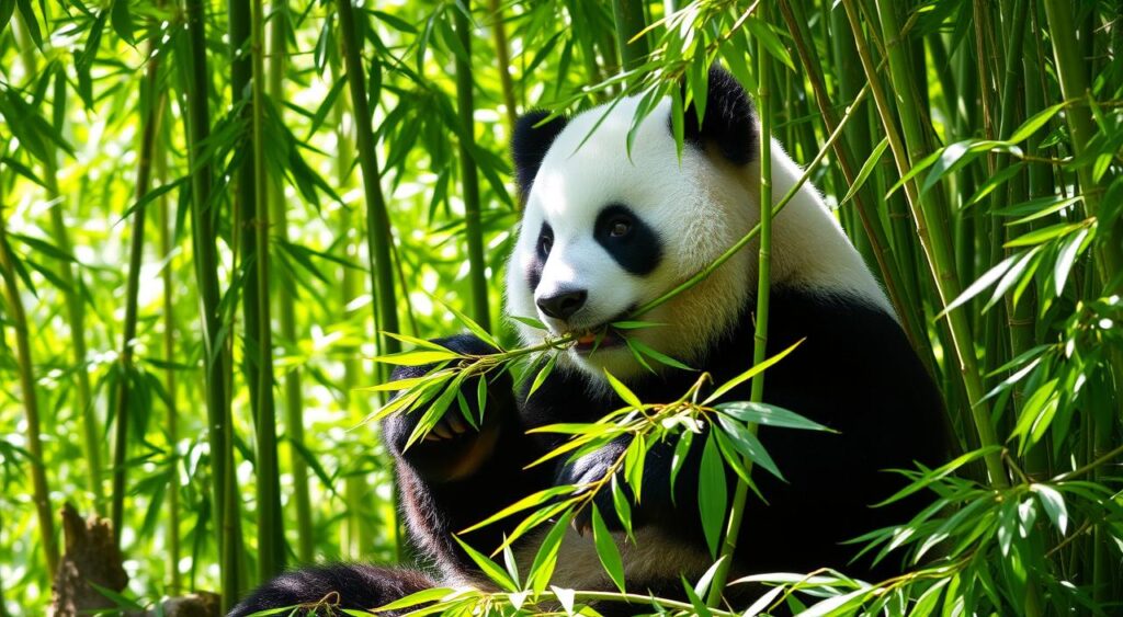 Giant panda eating bamboo