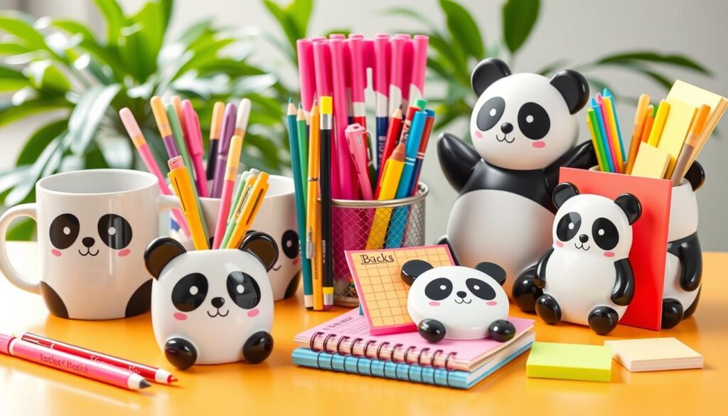 Panda-themed office and school supplies