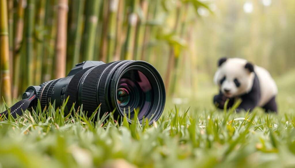 Telephoto lens and panda