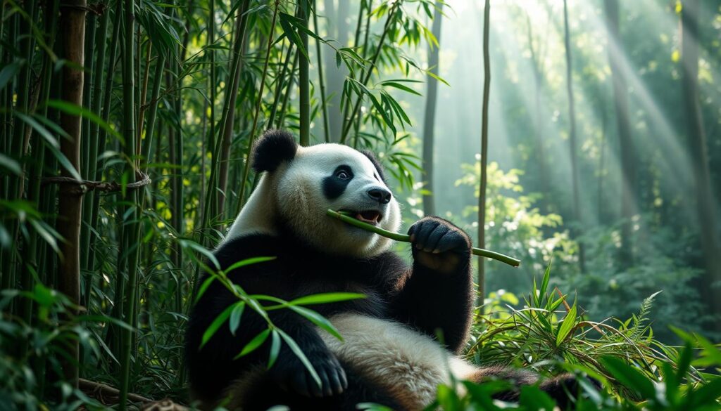 giant panda eating bamboo