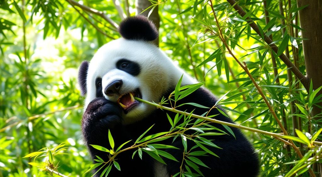 giant panda eating bamboo