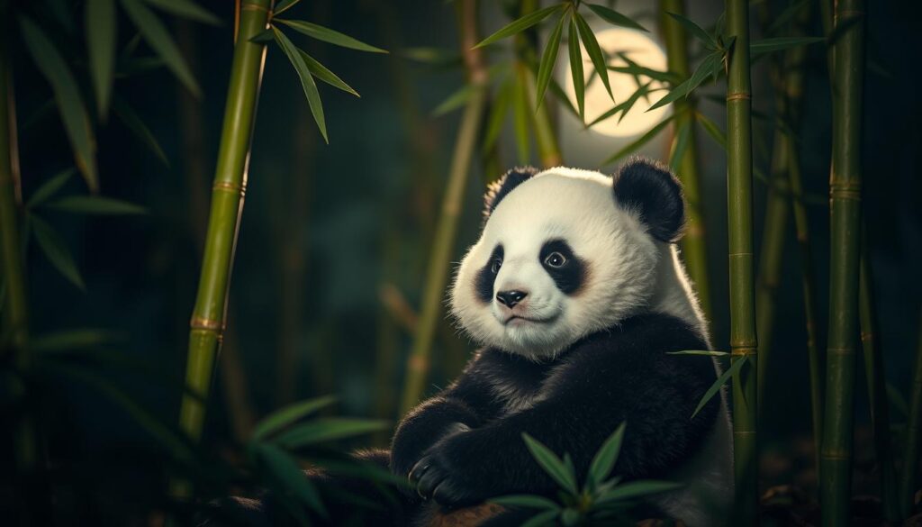 low-light panda photography