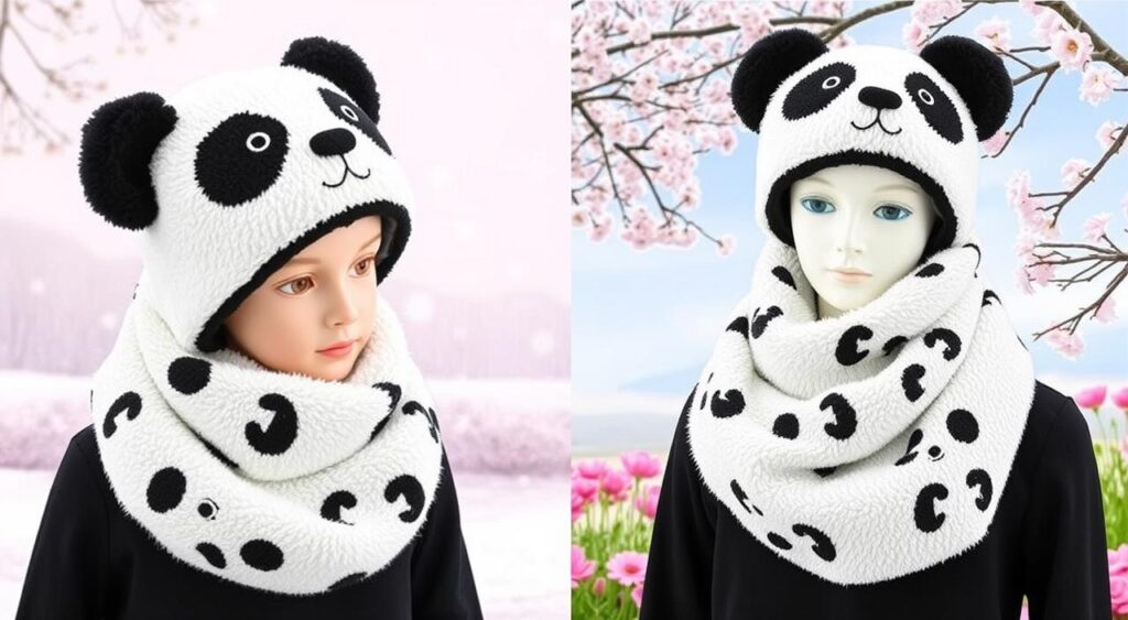 panda hat and scarf set