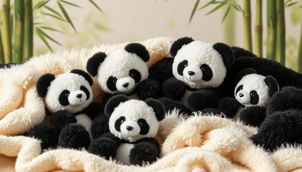 panda plush toys and blankets