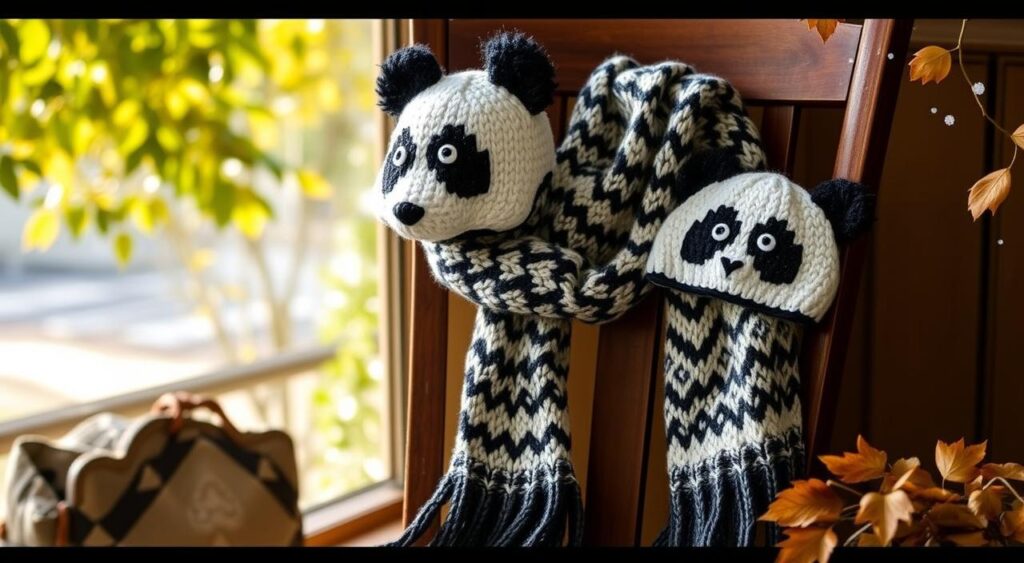 panda scarf and hat