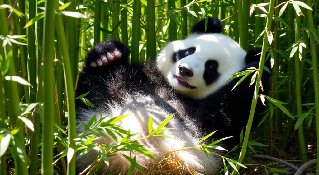 panda with bamboo